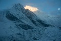 Sunrise at Langtang lirung. Langtang National Park Royalty Free Stock Photo