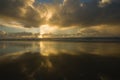 Sunrise on a large ocean beach in Australia