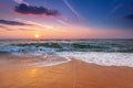 Sunrise light on ocean waves. Royalty Free Stock Photo