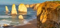 Sunrise light over the Twelve Apostles, the Great Ocean Road, Australia Royalty Free Stock Photo