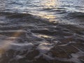 Sunrise Light on Pacific Ocean Waves on Beach in Kapaa on Kauai Island in Hawaii. Royalty Free Stock Photo