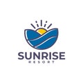 Sunrise line logo with rounded wave emblem logo design