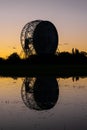 Sunrise at the Lovell Telescope at Jodrell Bank in Cheshire Royalty Free Stock Photo