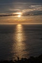 Sunrise with low clouds on Omaha Beach Normandy France Royalty Free Stock Photo