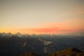 Sunrise on the 3000m high Torrenthorn near Leukerbad, with view of the swiss alps, Switzerland/Europe