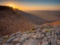 Beutiful Sunrise in ramon crater Royalty Free Stock Photo