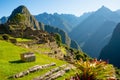 Sunrise on Machu Picchu, the lost city of inca Royalty Free Stock Photo