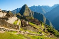 Sunrise on Machu Picchu, the lost city of inca Royalty Free Stock Photo