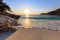 Marble beach Saliara beach, Thassos Island, Greece Royalty Free Stock Photo