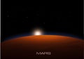 Sunrise on Mars with stars. Vector illustration