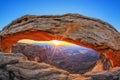 Sunrise at Mesa Arch in Canyonlands National Park Royalty Free Stock Photo