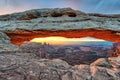 Sunrise at Mesa Arch in Canyonlands, Utah Royalty Free Stock Photo