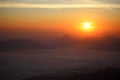 Sunrise and mist at Phu Kradung National Park