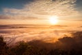 Sunrise and the mist in winter morning Royalty Free Stock Photo