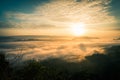 Sunrise and the mist in winter morning Royalty Free Stock Photo