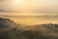 Sunrise with misty in morning at Khao Takhian Ngo view point at Khao Kho Thailand.