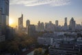 Sunrise moment in Nanjing with city skyline