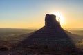 Sunrise at Monument Valley, Panorama of the Mitten Buttes - seen from the visitor center at the Navajo Tribal Park - Arizona and Royalty Free Stock Photo