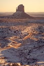 Sunrise in Monument Valley. Panoramic view of the monumet valley rocks. Utah Royalty Free Stock Photo