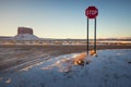 Sunrise in Monument Valley. Panoramic view of the monumet valley rocks. Utah Royalty Free Stock Photo