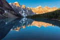 Sunrise at Moraine lake in Canadian Rockies, Banff National Park, Canada. Royalty Free Stock Photo