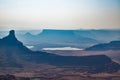 Sunrise morning at Dead Horse Point State Park. Fog beautiful landscape Royalty Free Stock Photo