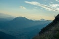 Sunrise, morning fog and the mountain Royalty Free Stock Photo