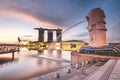 Sunrise in the morning at Merlion, Marina Bay, Singapore