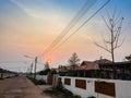 Sunrise In The Morning At The Newly Construction of Housing Estate. This is for the home loan or home mortgate concepts. Royalty Free Stock Photo