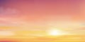 Sunrise Morning with Orange,Yellow and Pink sky, Dramatic twilight landscape with Sunset sky in evening, Vector horizon beautiful