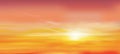 Sunrise in Morning with Orange,Yellow and Pink sky, Dramatic twilight landscape with Sunset in evening, Vector mesh horizon Sky