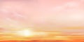 Sunrise in Morning with Pink, Orange,Yellow Sky,Romantic twilight landscape with Sunset in evening, Vector Horizon Golden Hour Sky Royalty Free Stock Photo