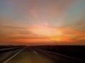 sunrise  morning  tollroad sky  holiday  treveling Royalty Free Stock Photo