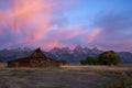 Sunrise Moulton Barn on Mormon Row, Grand Teton National Park, Wyoming Royalty Free Stock Photo