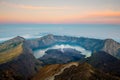 Sunrise from Mount Rinjani - active volcano - Lombok, Indonesia Royalty Free Stock Photo