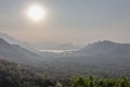 Sunrise in the mountain above lake