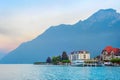 Sunrise mountain lake resort Austria Royalty Free Stock Photo