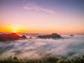 Sunrise on the mountain mist. Royalty Free Stock Photo