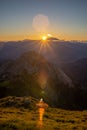 Sunrise on the Mountain peak of mount Pania on the Apuan Alps Alpi Apuane, Tuscany, Lucca