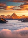 Sunrise Mountain Peaks Above Cloudscape Royalty Free Stock Photo