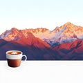 Sunrise mountain range coffee cup view peaceful nature scene Royalty Free Stock Photo