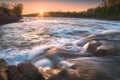 Sunrise on a mountain river Prut Royalty Free Stock Photo