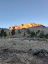 Sunrise , Mountain road autumn in the national forest Wyoming Royalty Free Stock Photo