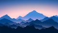 Sunrise in mountains. Colour mountains landscape. Hiking - morning view. Vector