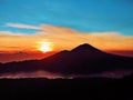 Sunrise in the mountains digital illustration. Spectacular sunrise landscape image.