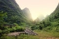 Sunrise through the mountains of Guilin, China Royalty Free Stock Photo