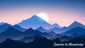 Sunrise in mountains. Morning mountains landscape. Hiking - morning view. Vector background Royalty Free Stock Photo