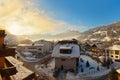 Sunrise in mountains ski resort Bad Hofgastein - Austria Royalty Free Stock Photo