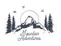Sunrise mountains Logotype vintage nature a vector