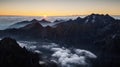 Sunrise in moutain from peak Rysy Royalty Free Stock Photo